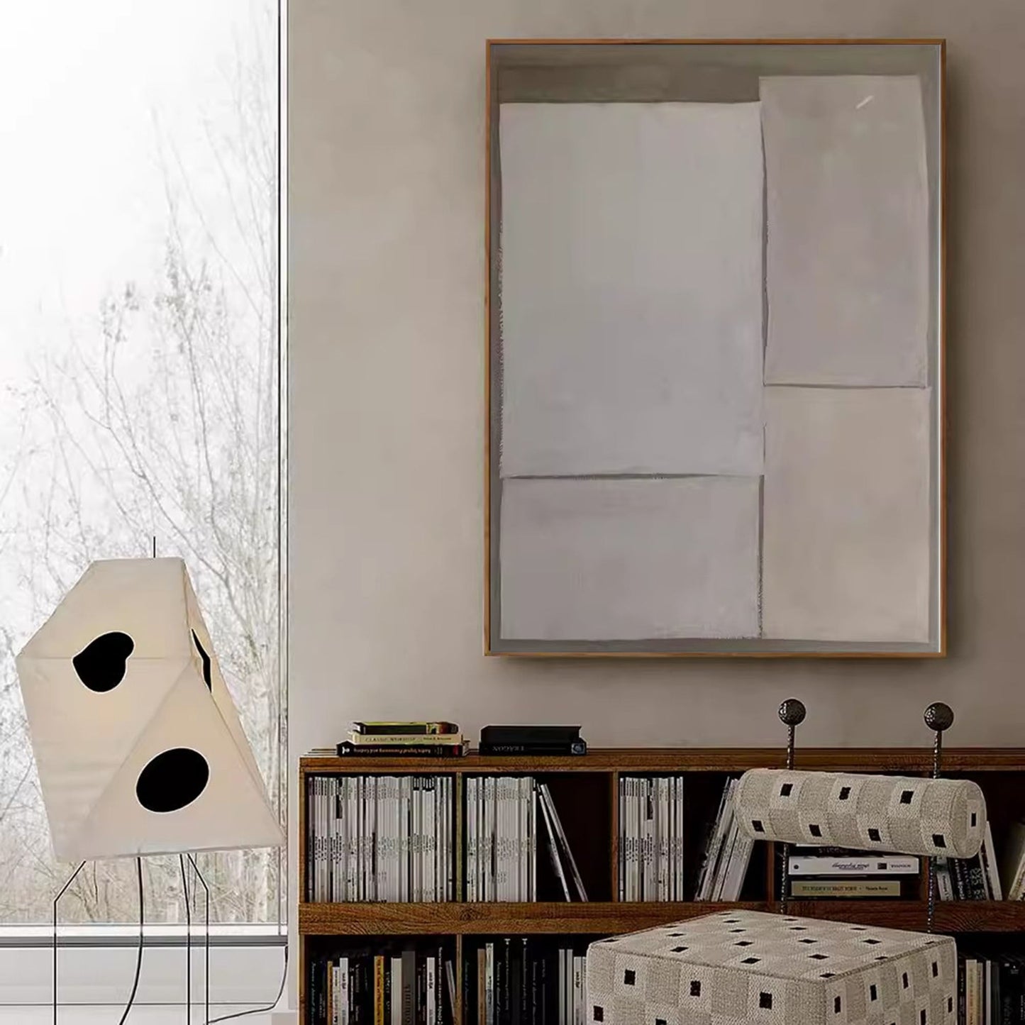 Elegant Minimalist Geometric Oil Painting for Modern Home Décor