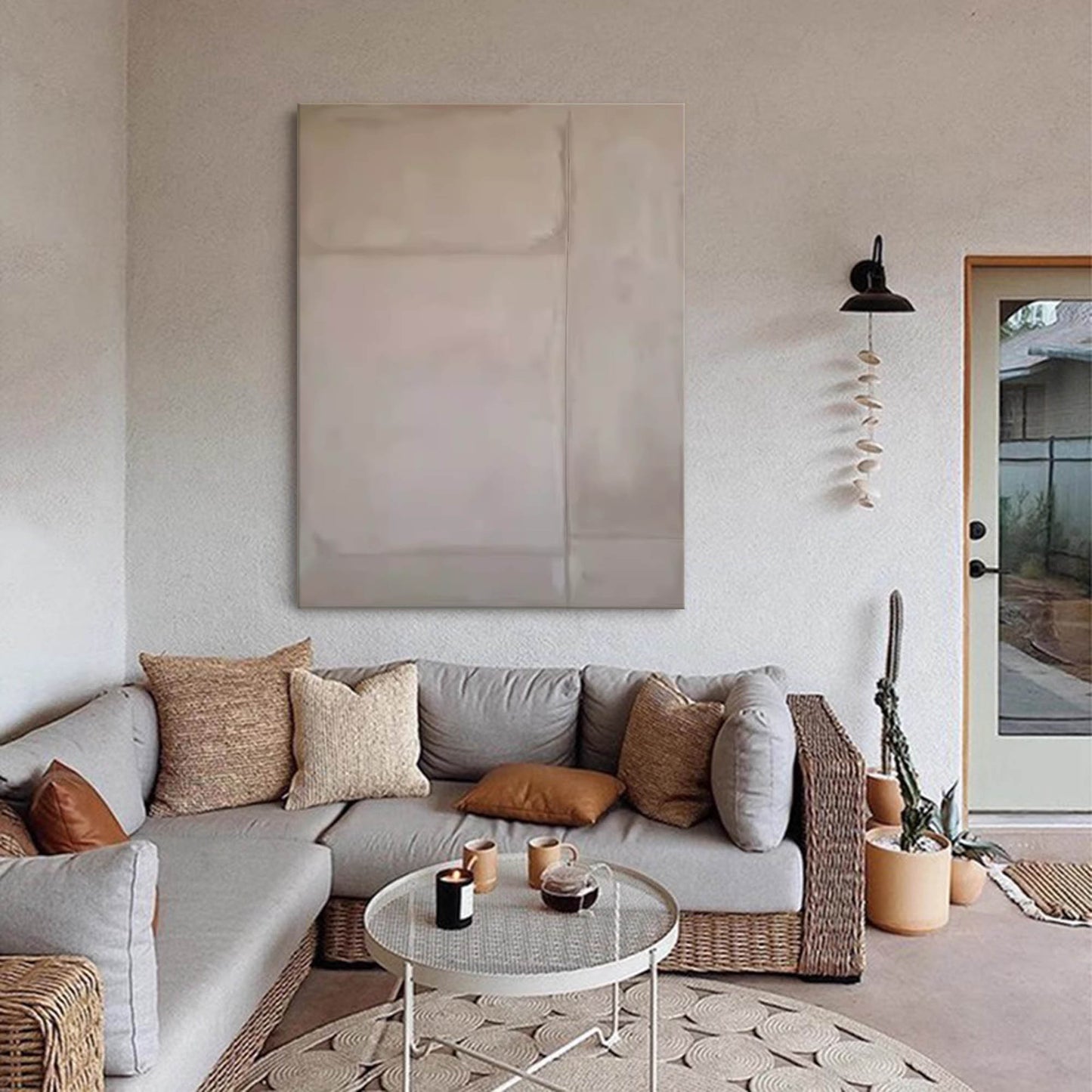 Elegant Minimalist Geometric Oil Painting for Modern Home Décor