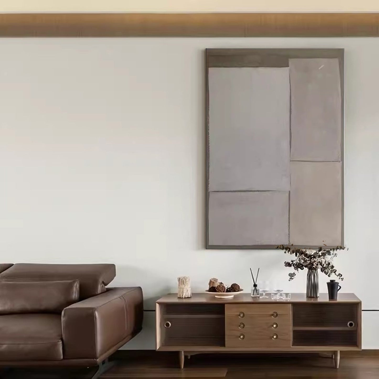 Elegant Minimalist Geometric Oil Painting for Modern Home Décor