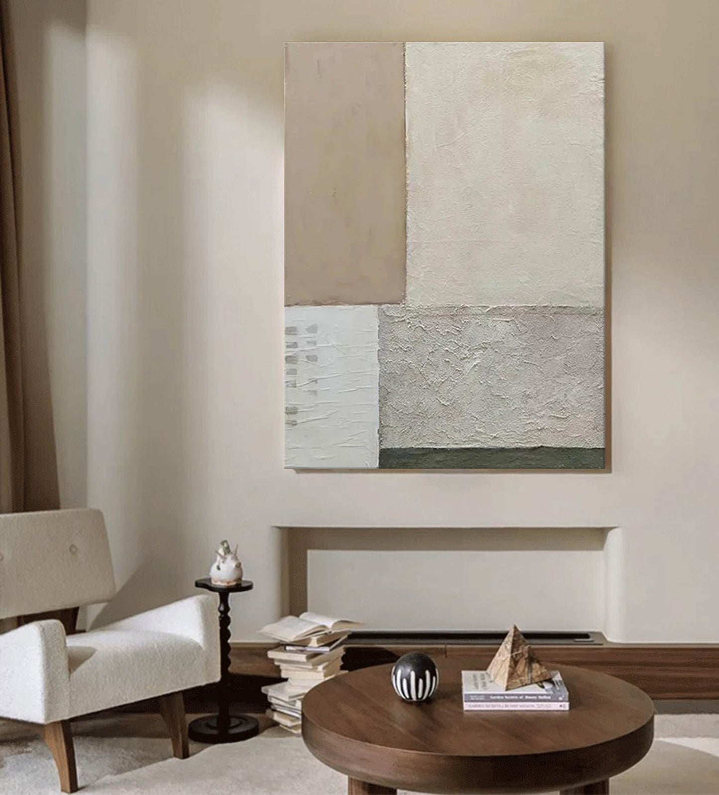 Modern Minimalist Geometric Oil Painting for Contemporary Home Decor
