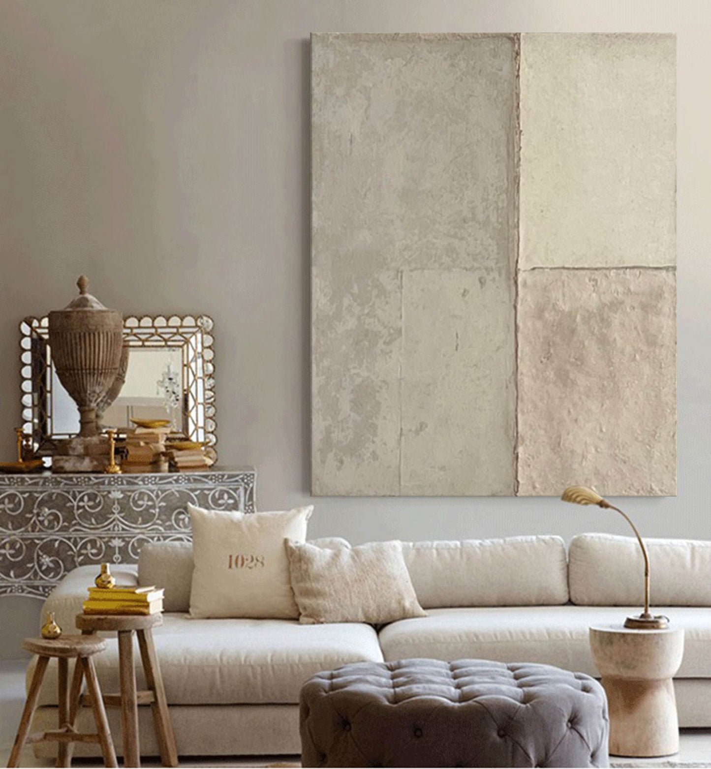 Contemporary Minimalist Geometric Oil Painting for Modern Home Decor