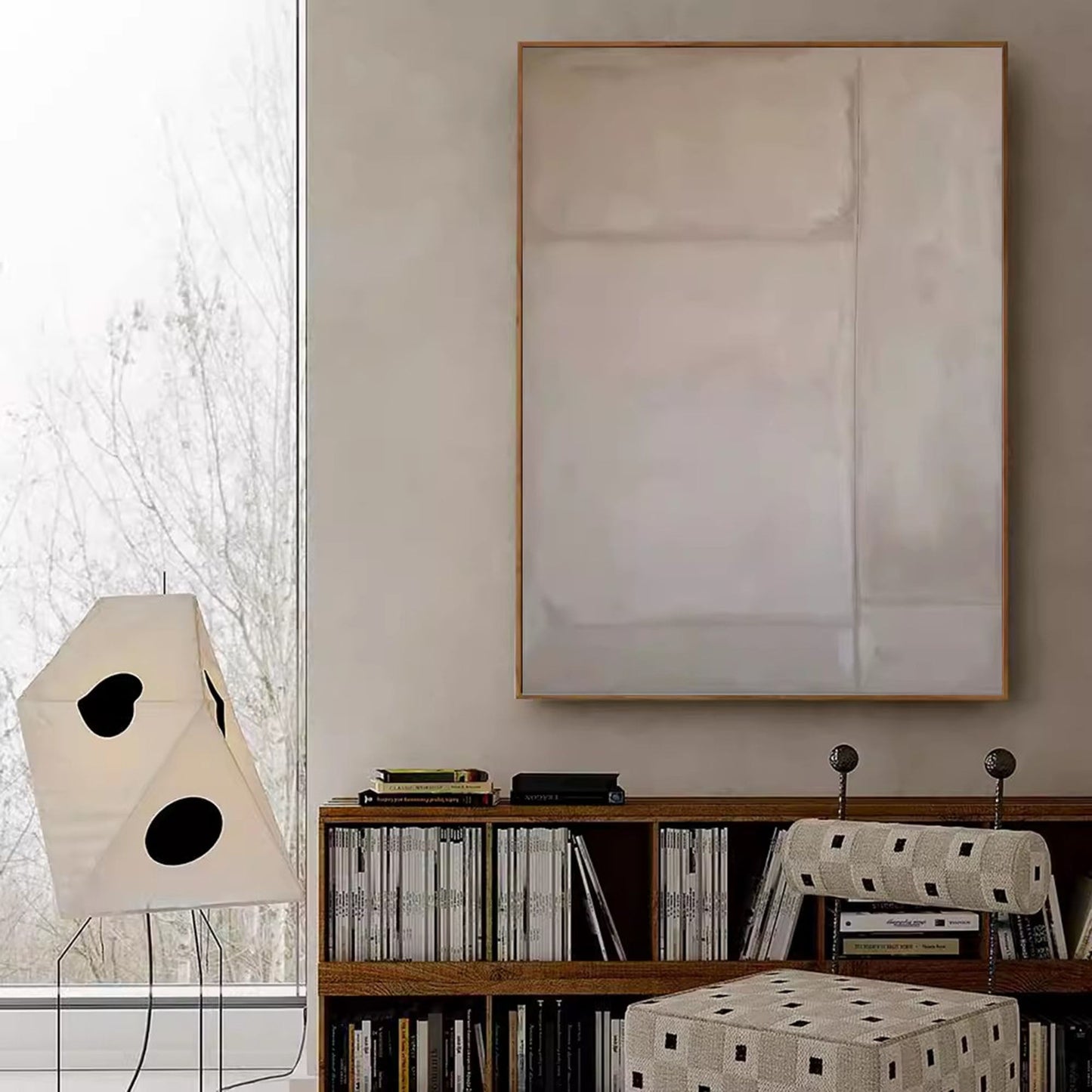 Elegant Minimalist Geometric Oil Painting for Modern Home Décor