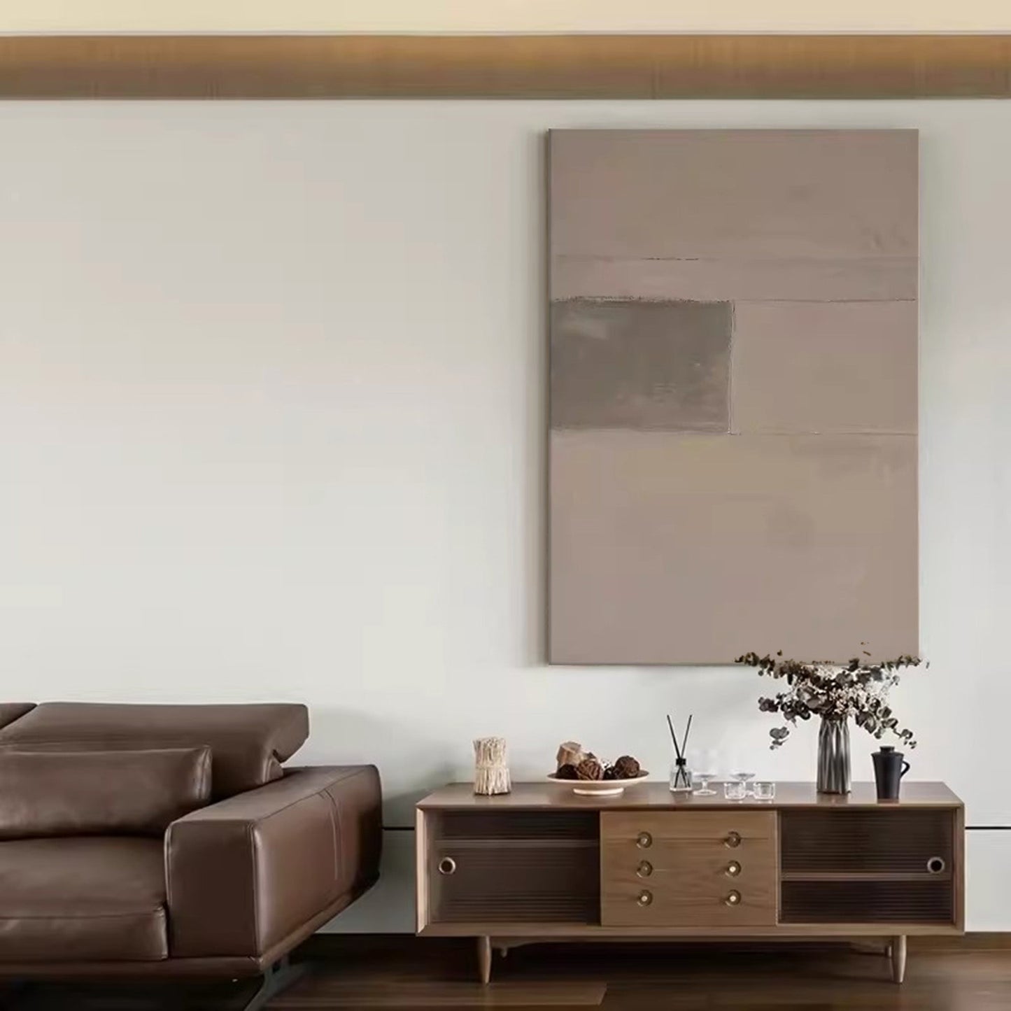 Sleek Minimalist Geometric Oil Painting for Modern Home Decor