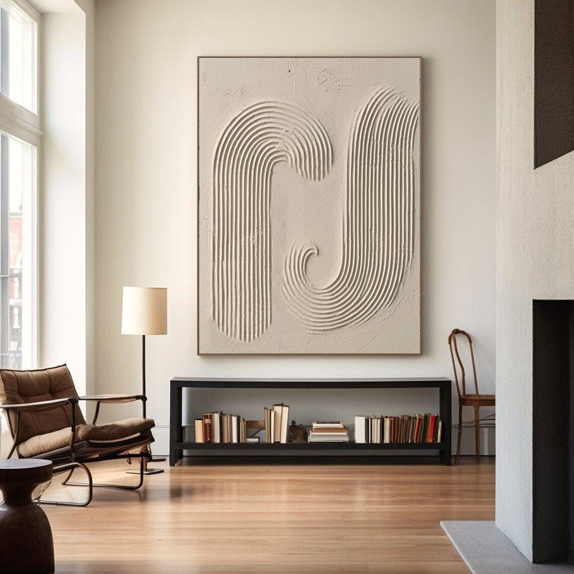 Elegant Beige Minimalist Abstract Artwork for Modern Home Decor