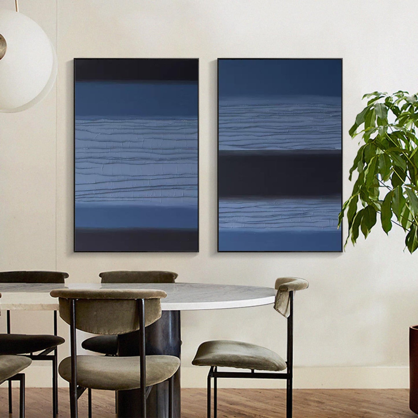 Serene Blue Minimalist Abstract Oil Painting for Contemporary Home Decor