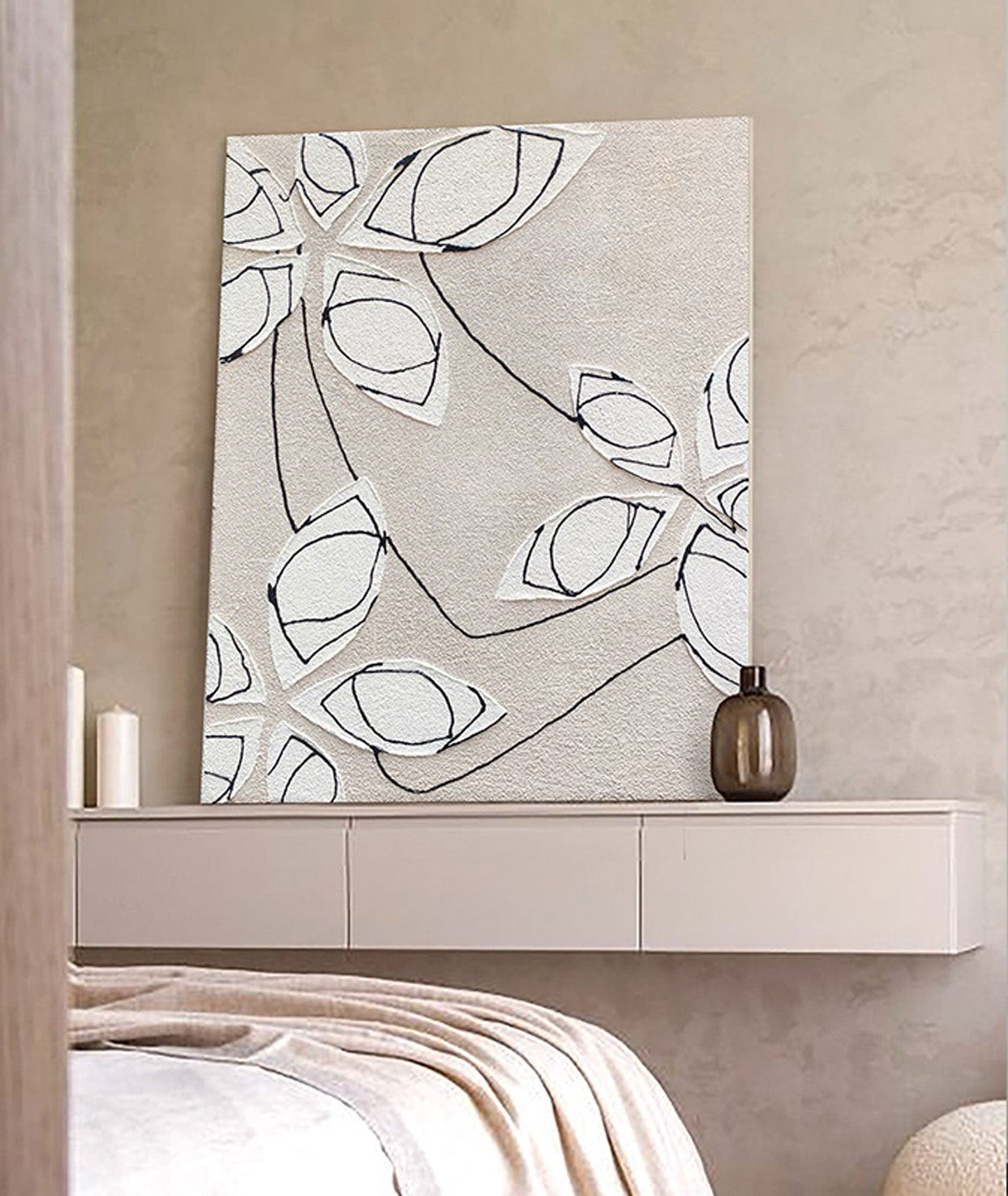 Elegant Minimalist Floral Oil Painting for Modern Home Decor