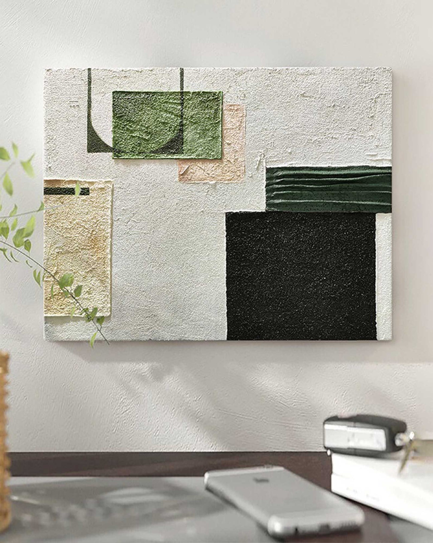 Elegant Minimalist Geometric Oil Painting for Contemporary Home Decor