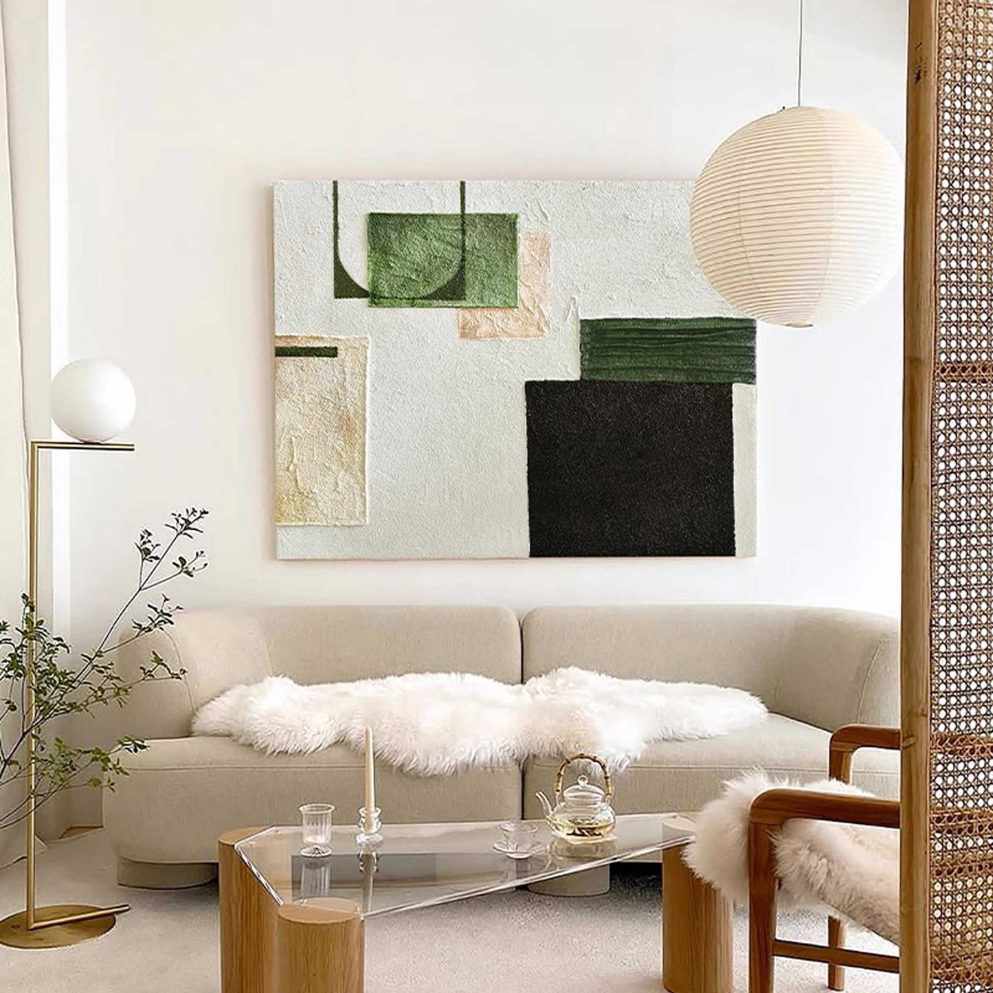 Elegant Minimalist Geometric Oil Painting for Contemporary Home Decor