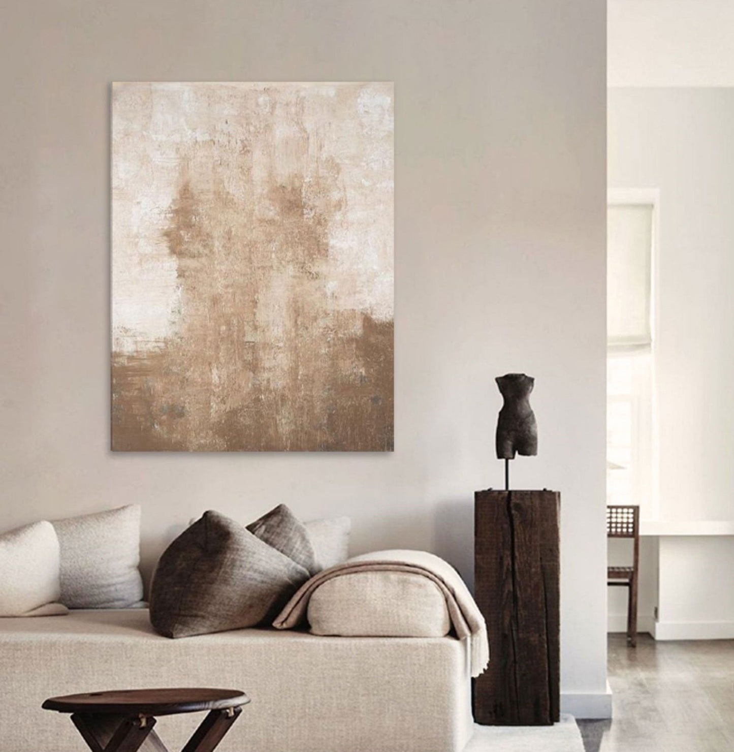 Serene Minimalist Abstract Oil Painting for Elegant Home Decor