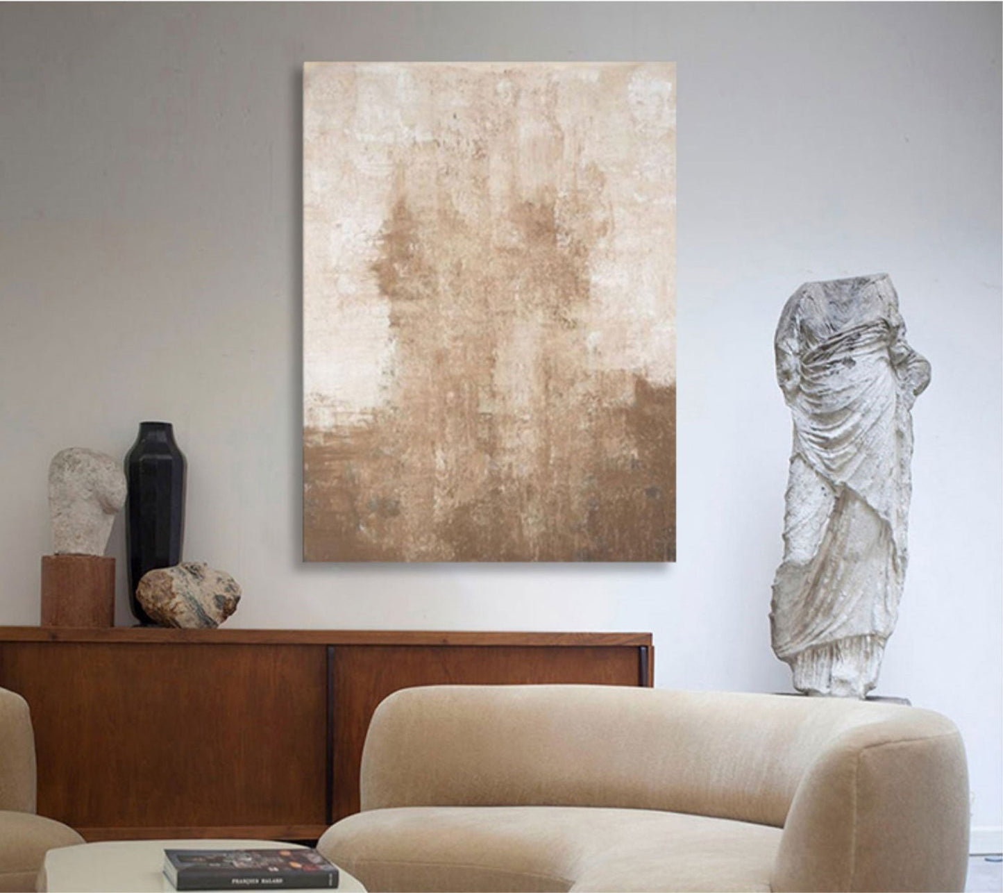 Serene Minimalist Abstract Oil Painting for Elegant Home Decor