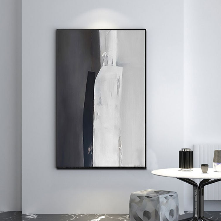 Contemporary Oil Painting: Monochrome Light and Shadow Abstract Art