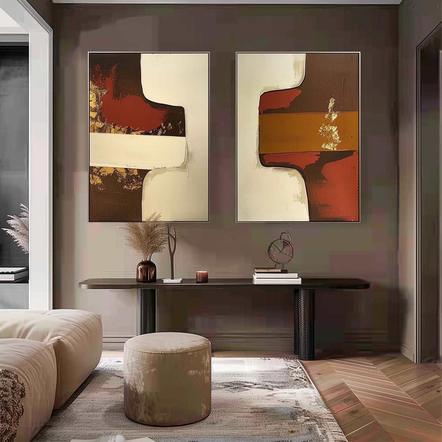 Contemporary Minimalist Oil Painting Set for Modern Home Decor