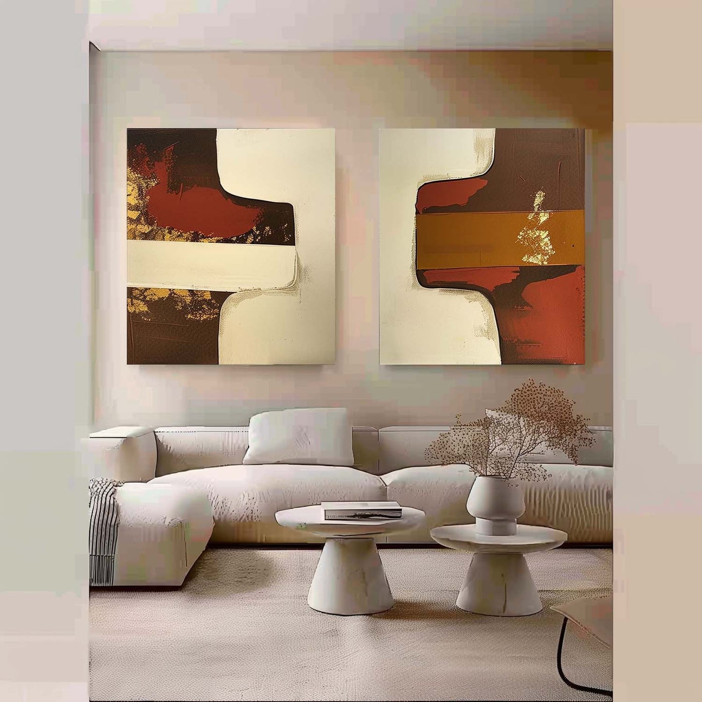 Contemporary Minimalist Oil Painting Set for Modern Home Decor