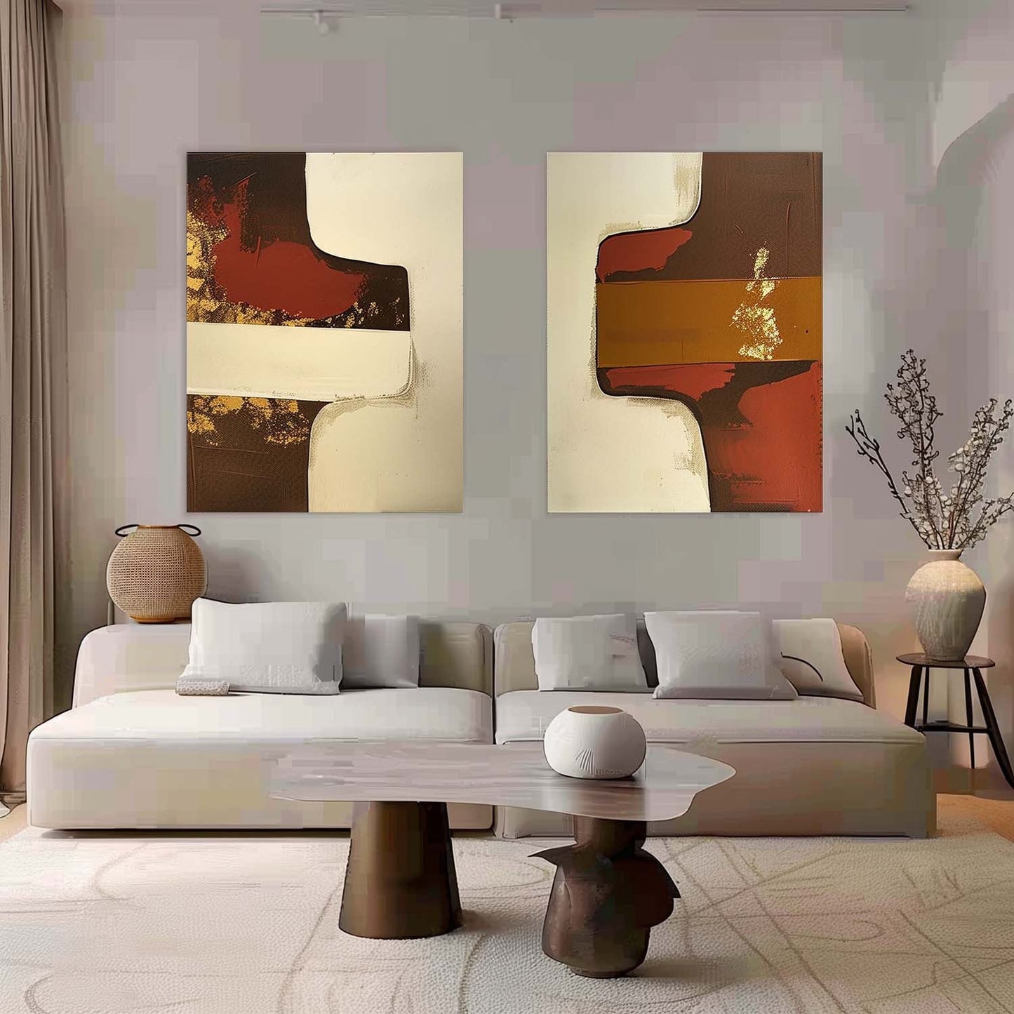 Contemporary Minimalist Oil Painting Set for Modern Home Decor