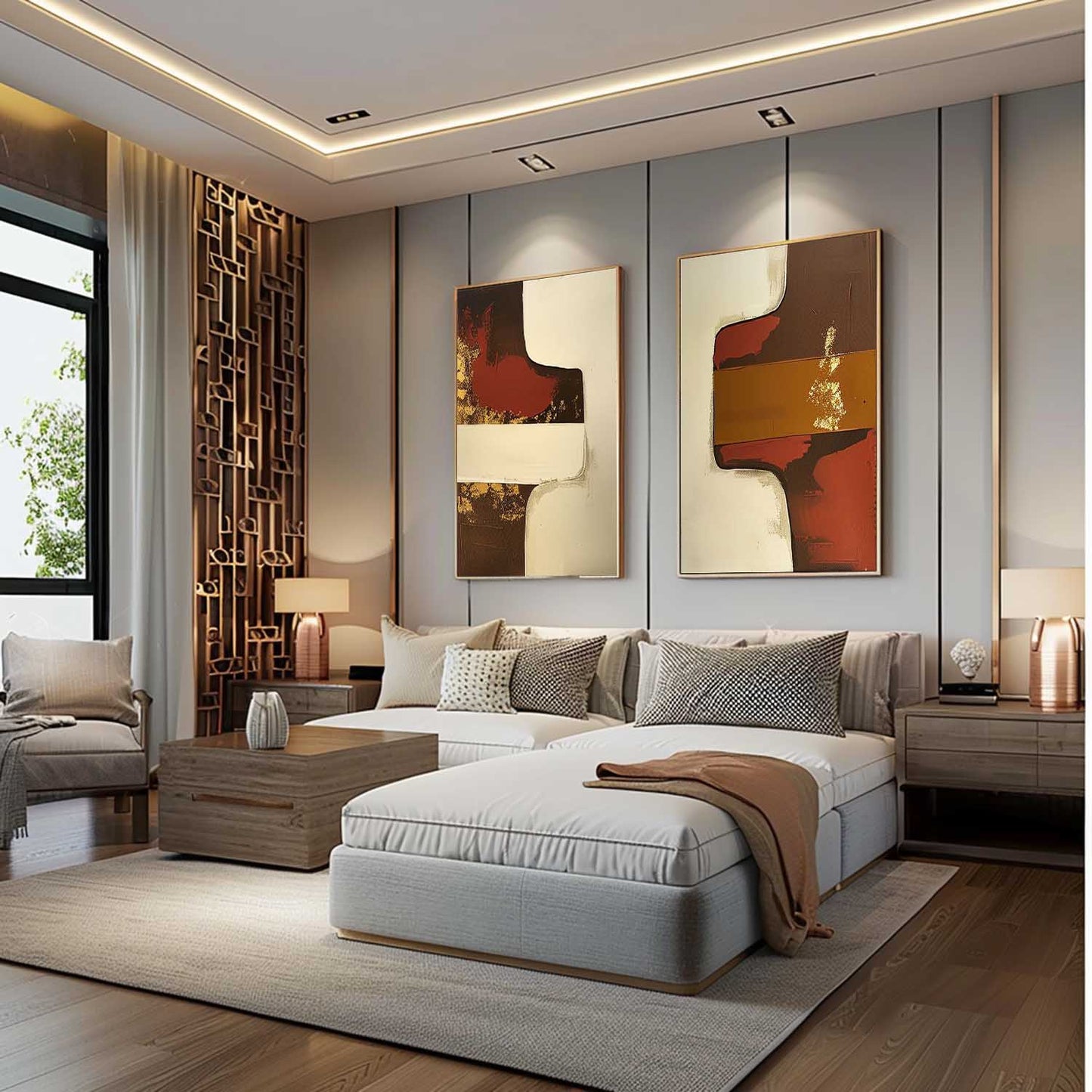 Contemporary Minimalist Oil Painting Set for Modern Home Decor