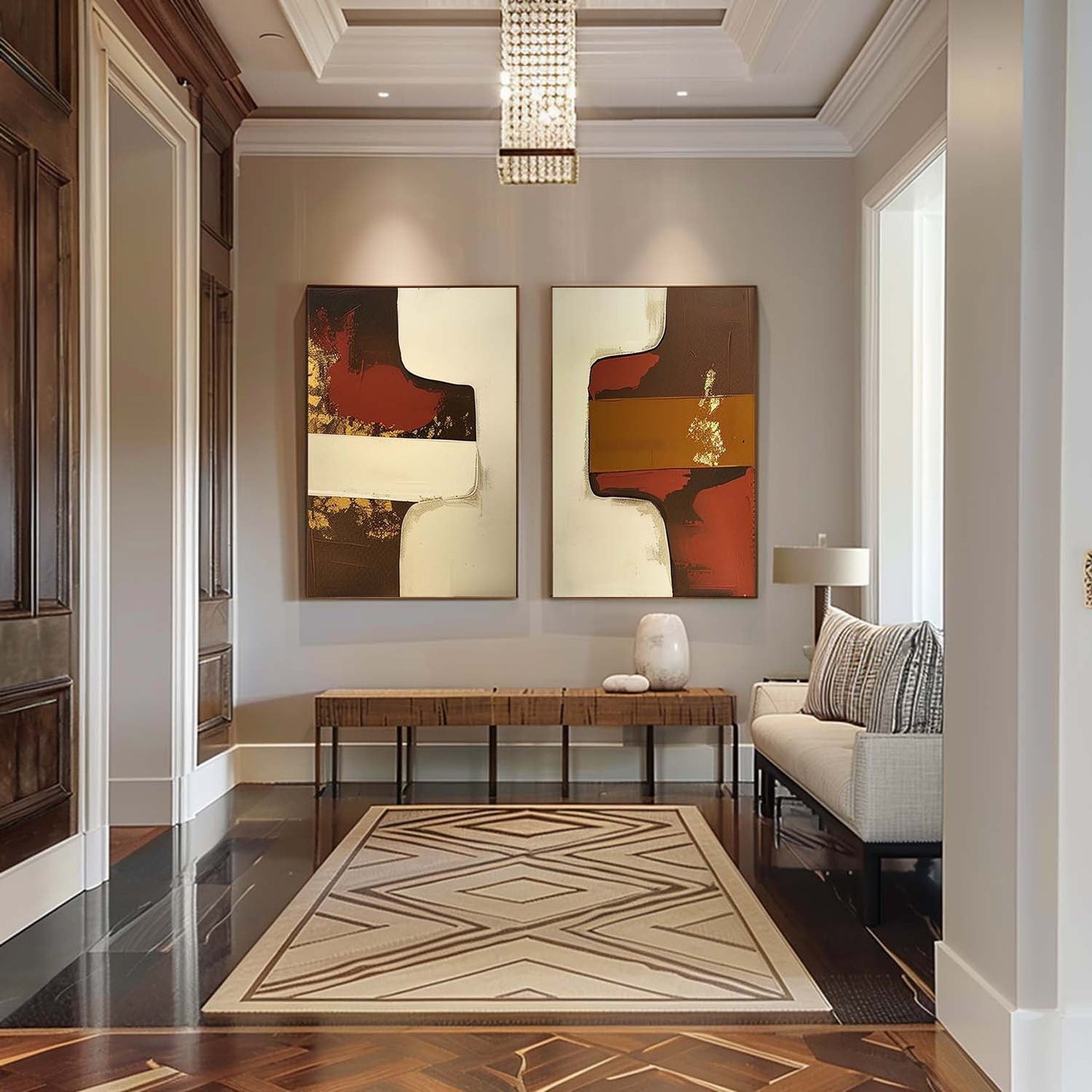 Contemporary Minimalist Oil Painting Set for Modern Home Decor