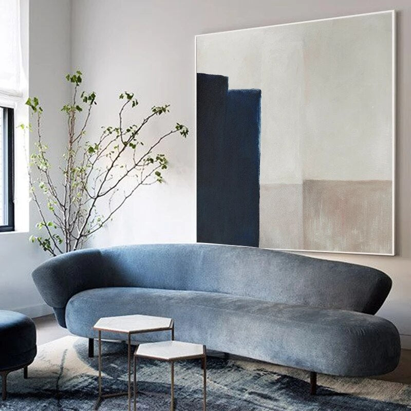Contemporary Abstract Oil Painting in Neutral Tones for Modern Home Decor