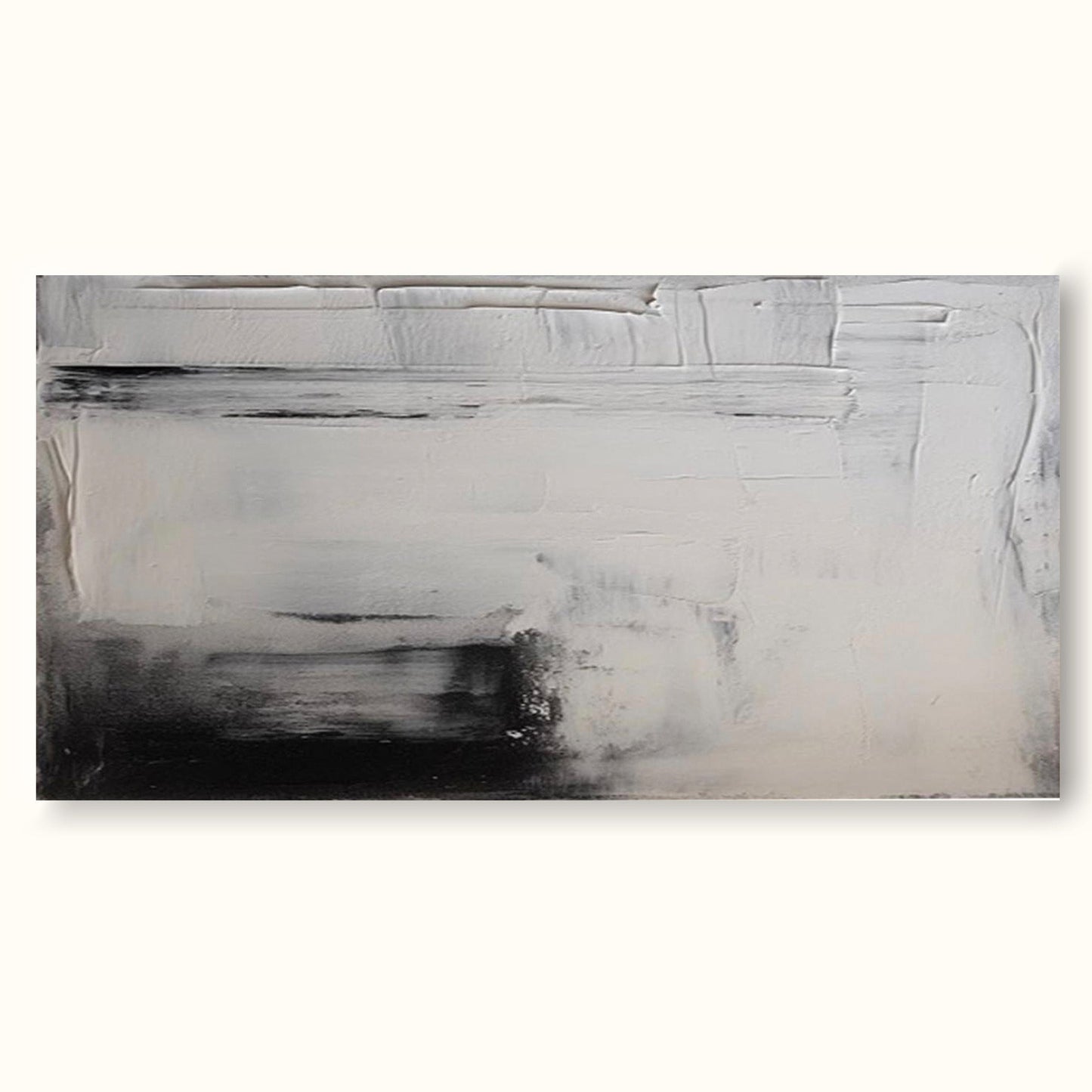 Elegant Black and White Minimalist Abstract Oil Painting for Modern Home Decor