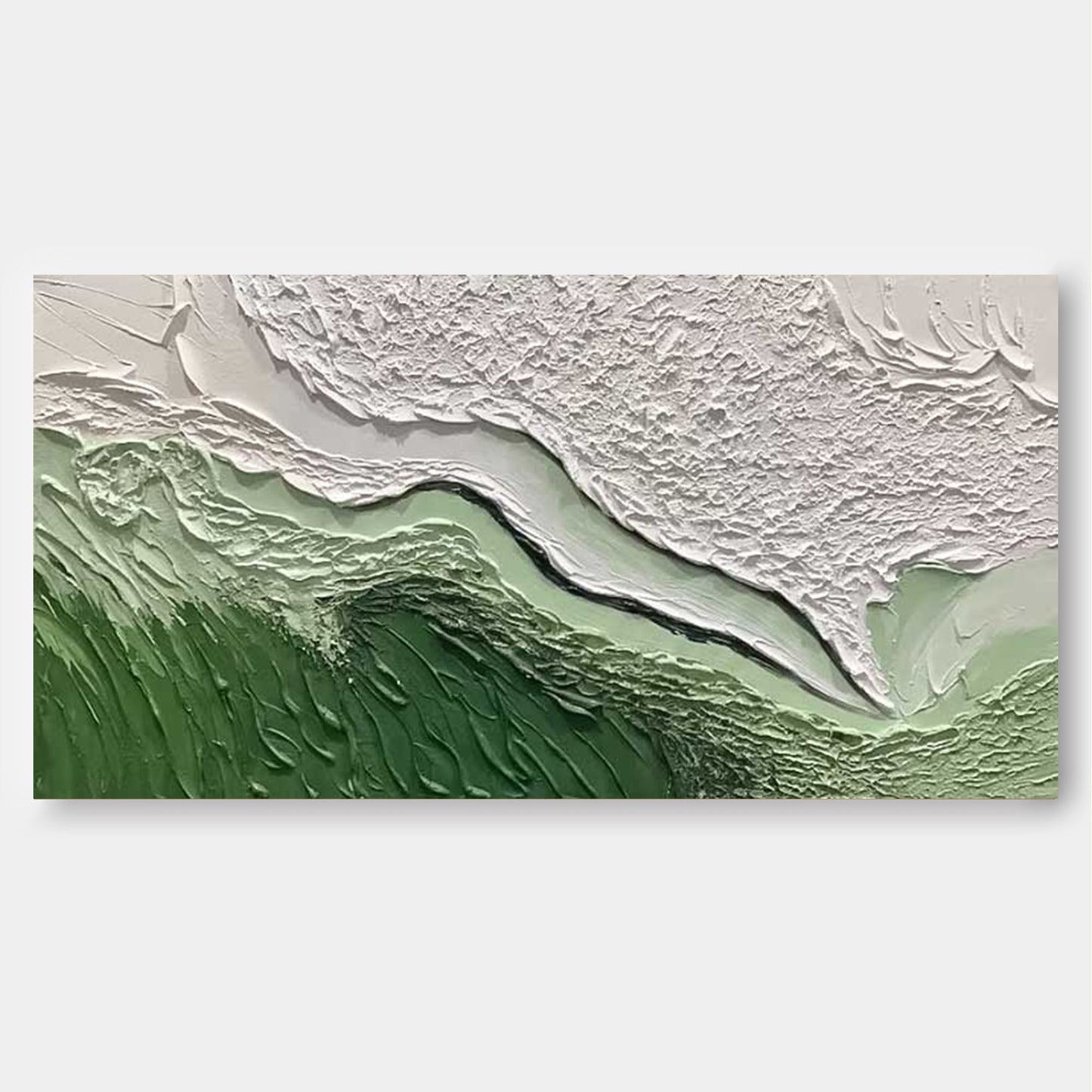 Coastal Serenity: Abstract Ocean Waves and Beach Landscape Oil Painting Art
