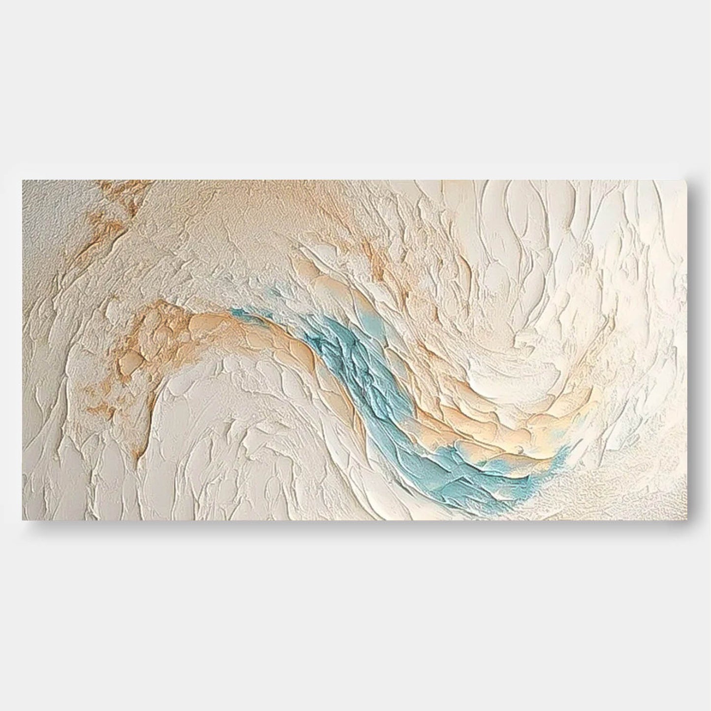 Coastal Serenity: Abstract Oil Painting of Beach Waves and Ocean Tones