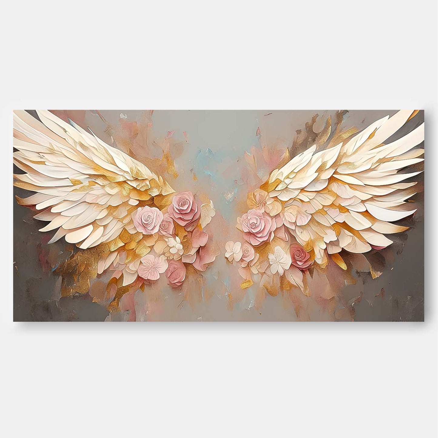 Elegant Floral Wings Oil Painting for Home Decor and Wall Art