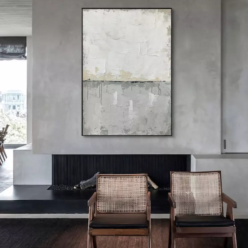Contemporary Grey Abstract Oil Painting for Modern Home Decor