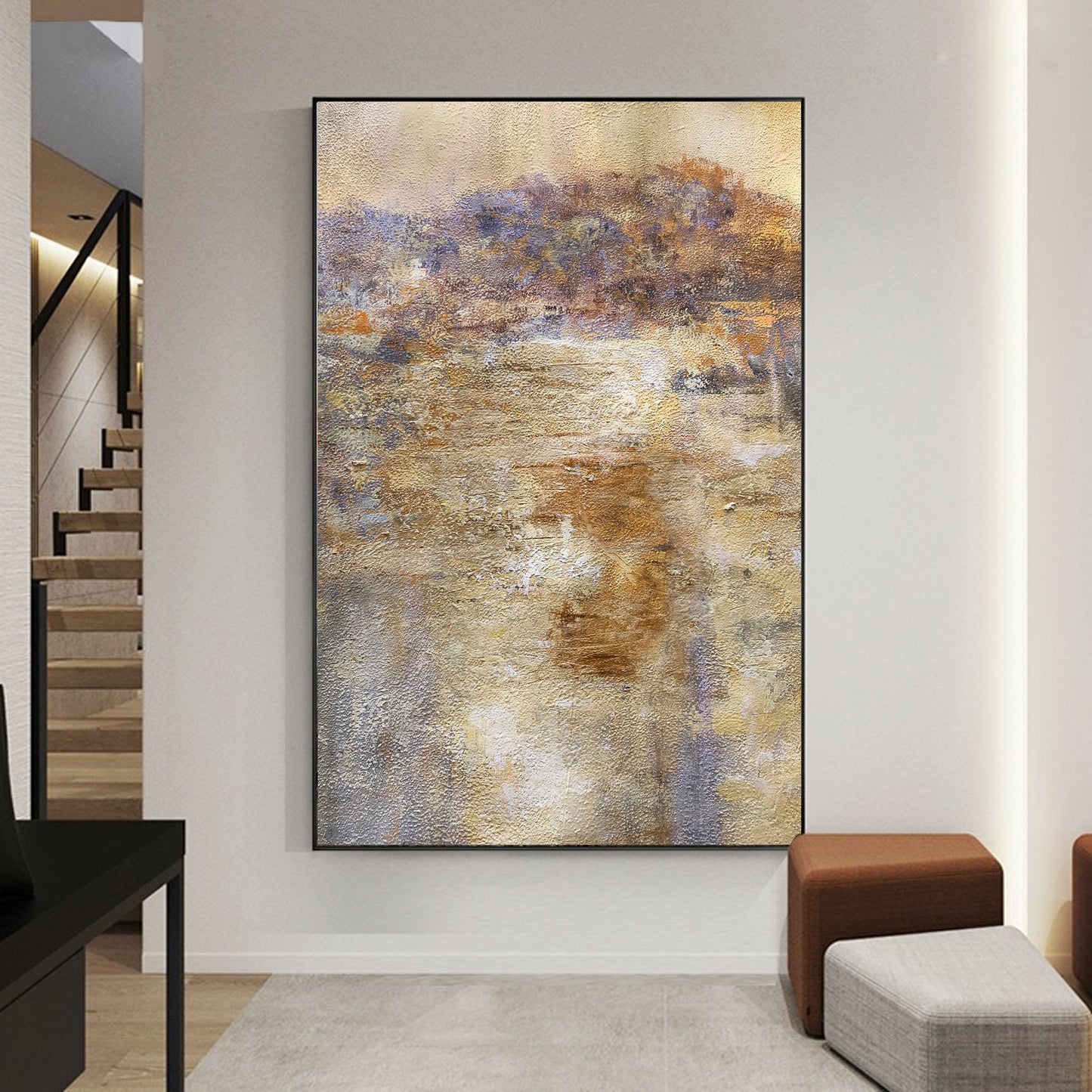 Abstract Landscape in Warm Tones | Unique Oil Painting for Home Decor