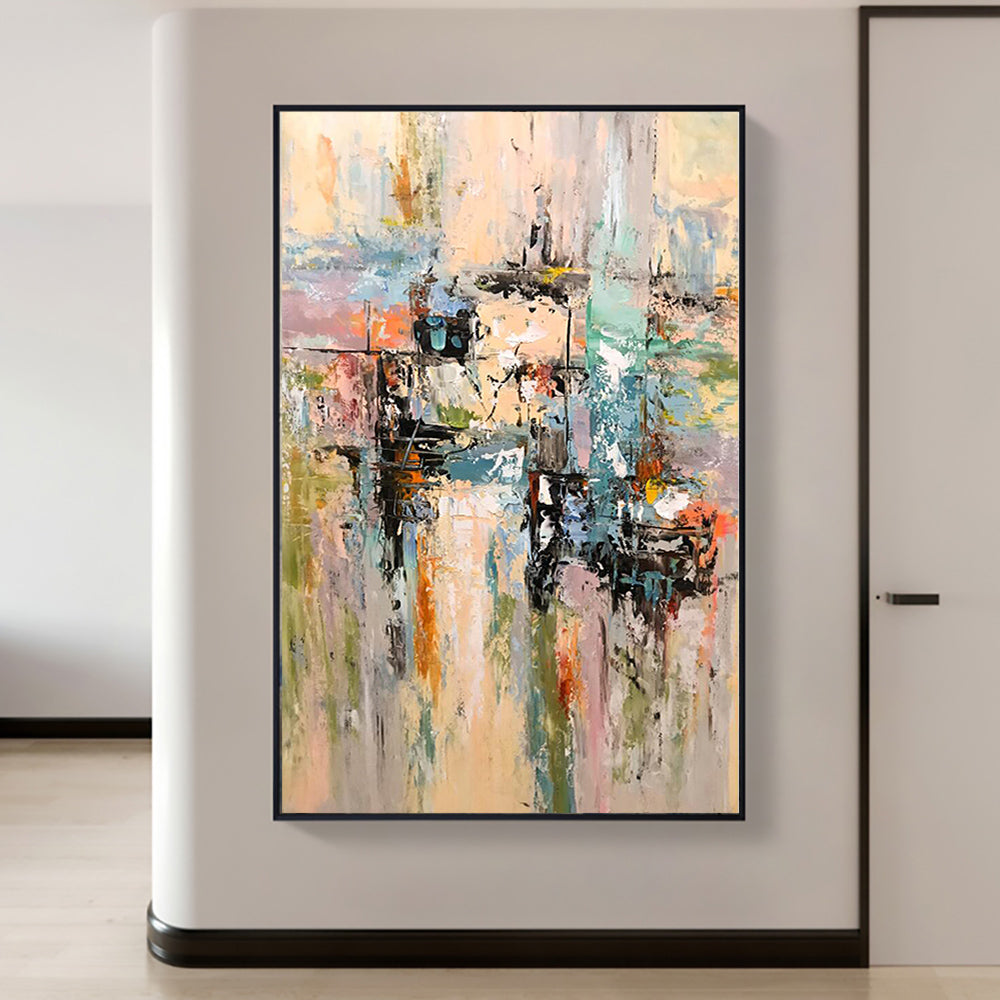 Colorful Abstract Oil Painting of a Dreamlike Utopian Landscape