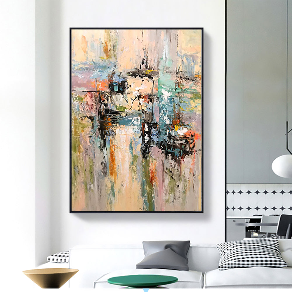 Colorful Abstract Oil Painting of a Dreamlike Utopian Landscape