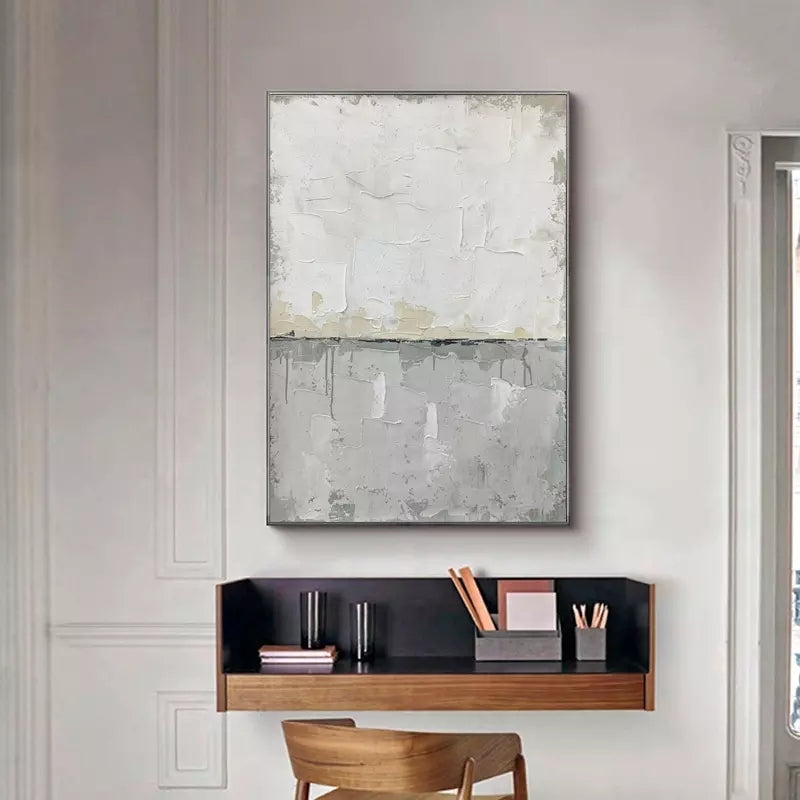 Contemporary Grey Abstract Oil Painting for Modern Home Decor