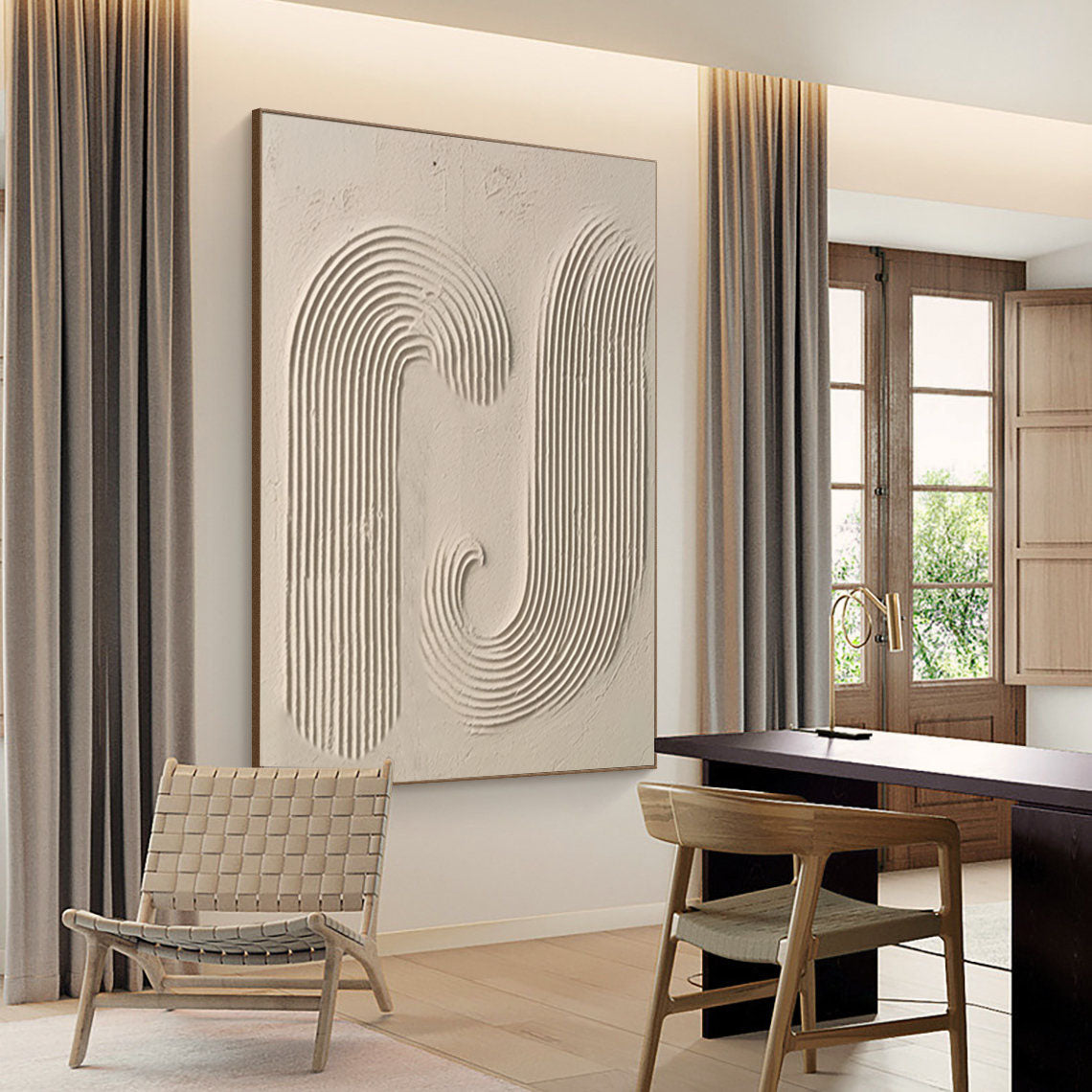 Elegant Beige Minimalist Abstract Artwork for Modern Home Decor