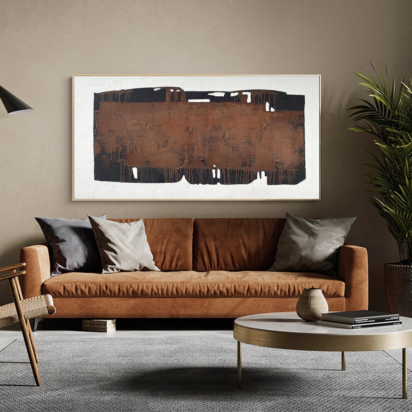 Wabi-Sabi Minimalist Oil Painting on Canvas for Modern Home Décor