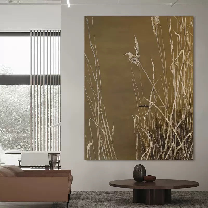 Dried Grass Autumn Wheat Quiet Oil Painting