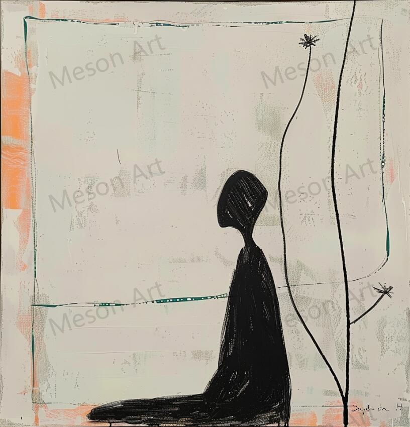 Contemporary Minimalist Oil Painting Set with Abstract Figures for Modern Decor