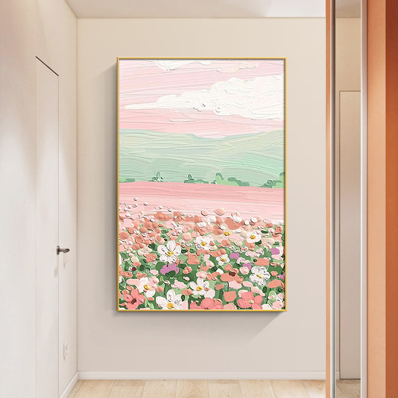 Pink Meadow Simple Beauty Soft Accent Oil Painting
