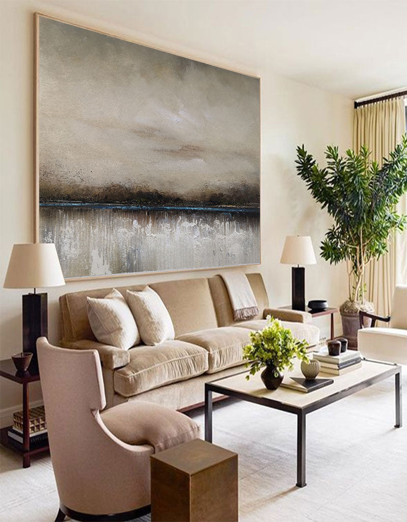 Serene Coastal Abstract Oil Painting – Tranquil Seascape for Modern Decor
