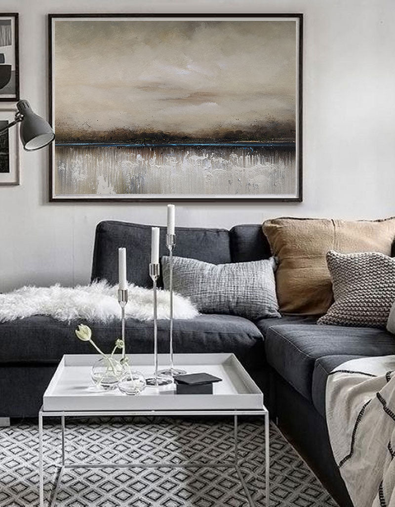 Serene Coastal Abstract Oil Painting – Tranquil Seascape for Modern Decor