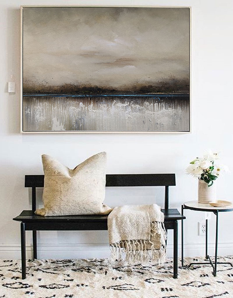 Serene Coastal Abstract Oil Painting – Tranquil Seascape for Modern Decor