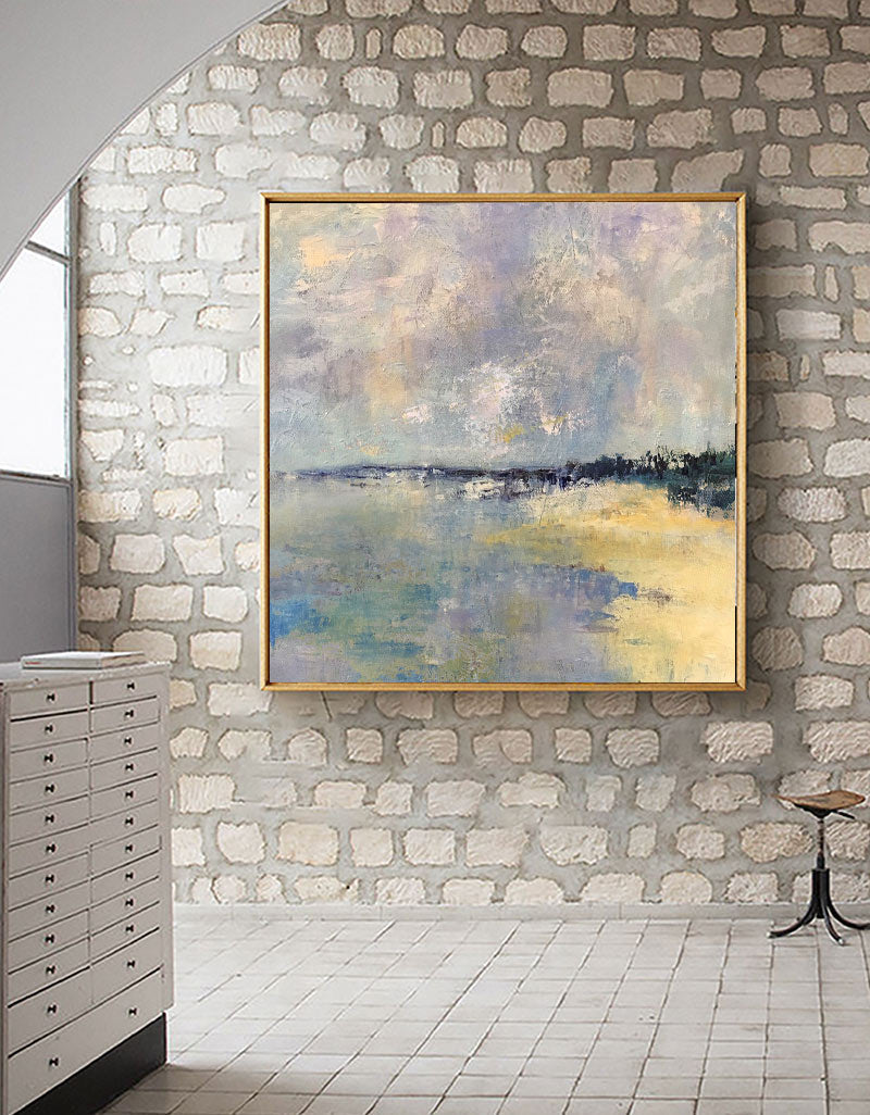 Tranquil Seaside Landscape Oil Painting for Coastal Home Decor
