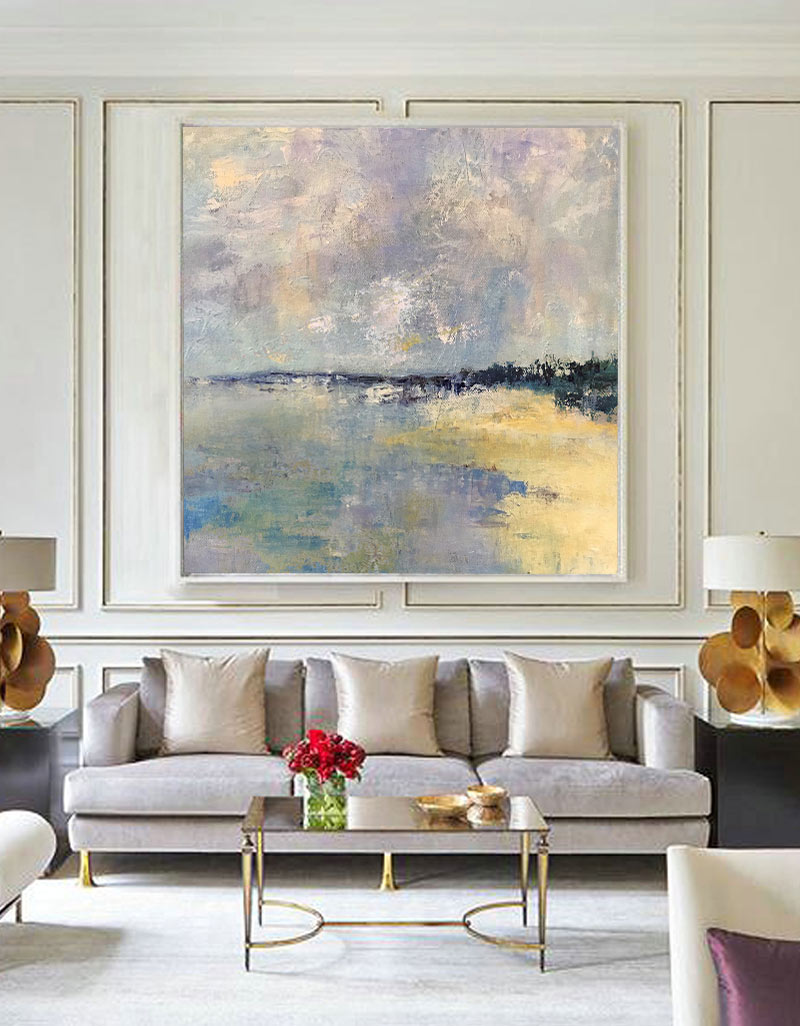 Tranquil Seaside Landscape Oil Painting for Coastal Home Decor