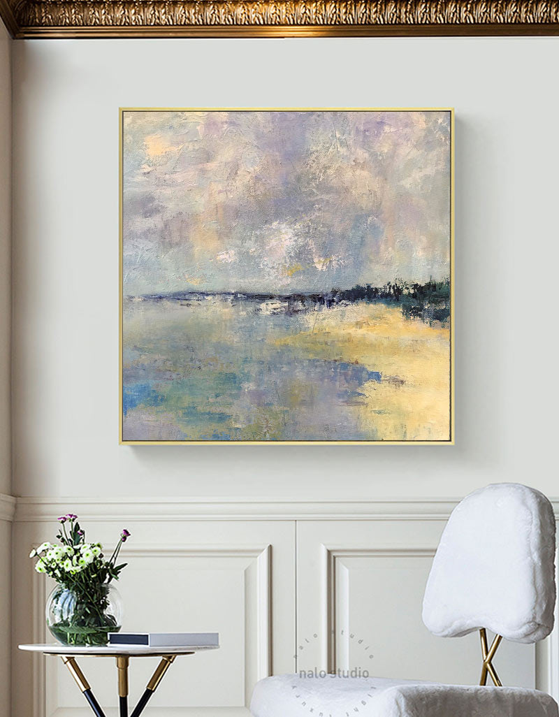 Tranquil Seaside Landscape Oil Painting for Coastal Home Decor