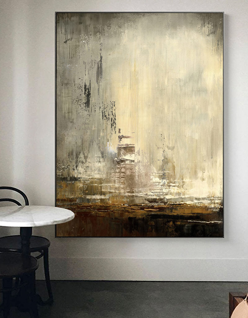 Contemporary Urban Landscape Abstract Oil Painting for Modern Home Decor