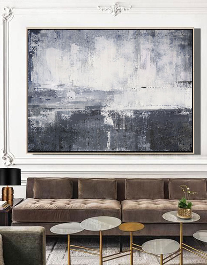 Contemporary Grey and White Abstract Oil Painting for Modern Art Lovers