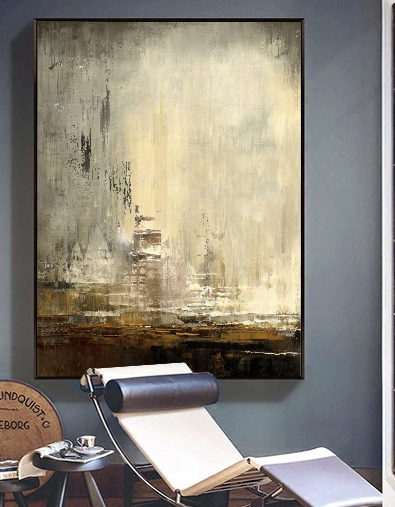 Contemporary Urban Landscape Abstract Oil Painting for Modern Home Decor