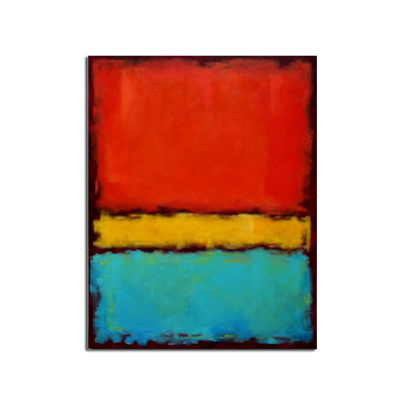 Colorful Abstract Oil Painting with Bold Red, Yellow, and Blue Stripes for Home Decor