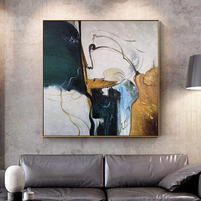 Contemplative Abstract Oil Painting Evoking Nostalgia and Memories
