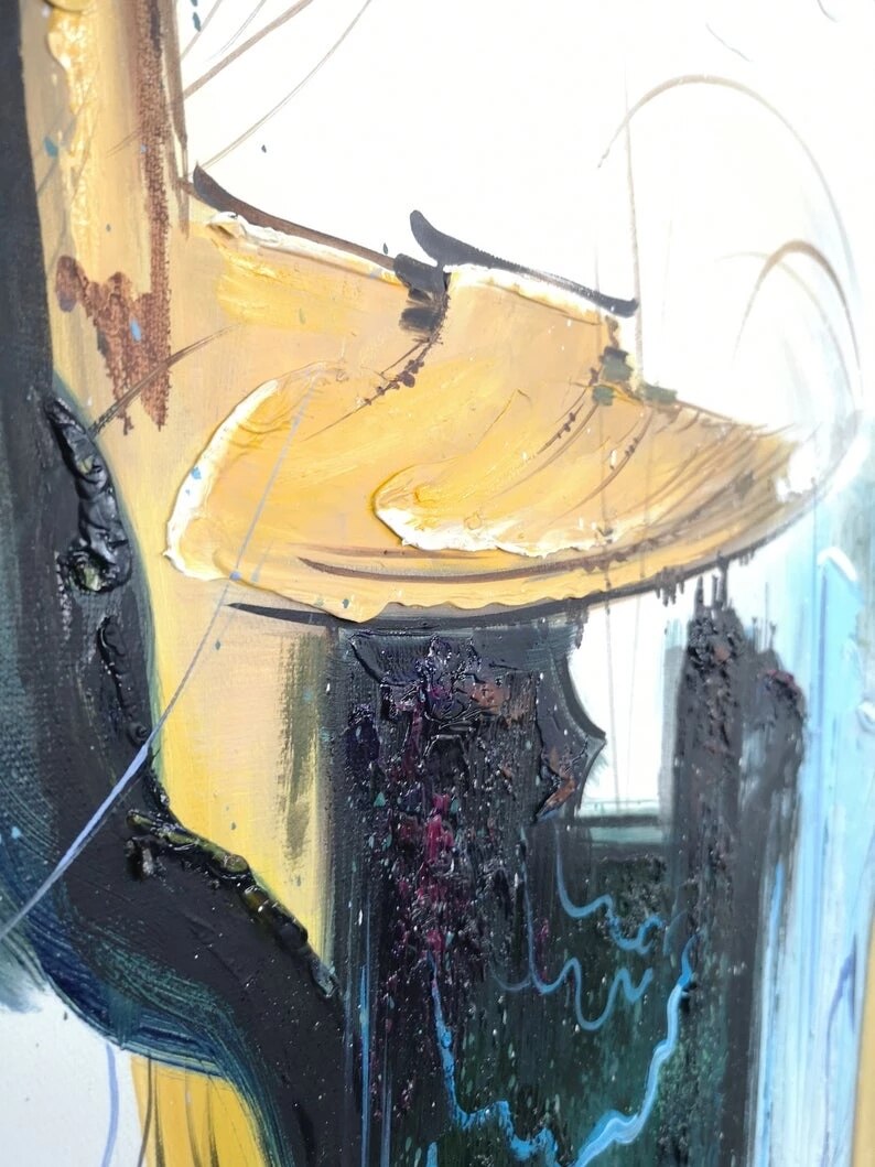 Contemplative Abstract Oil Painting Evoking Nostalgia and Memories