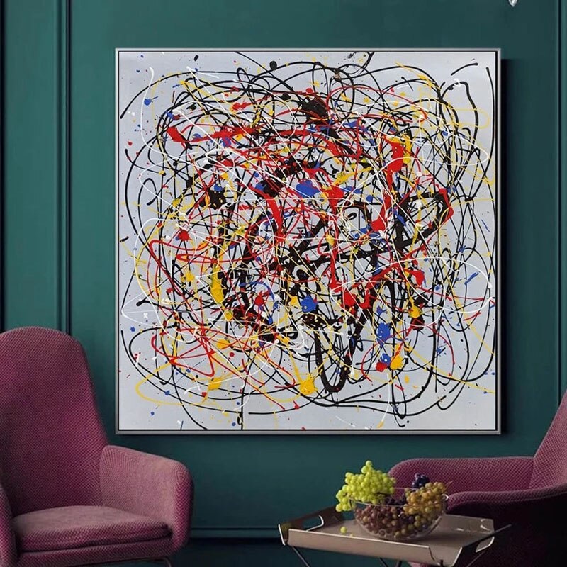 Colorful Abstract Oil Painting - Dynamic Swirls of Emotion and Energy