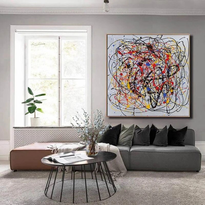 Colorful Abstract Oil Painting - Dynamic Swirls of Emotion and Energy