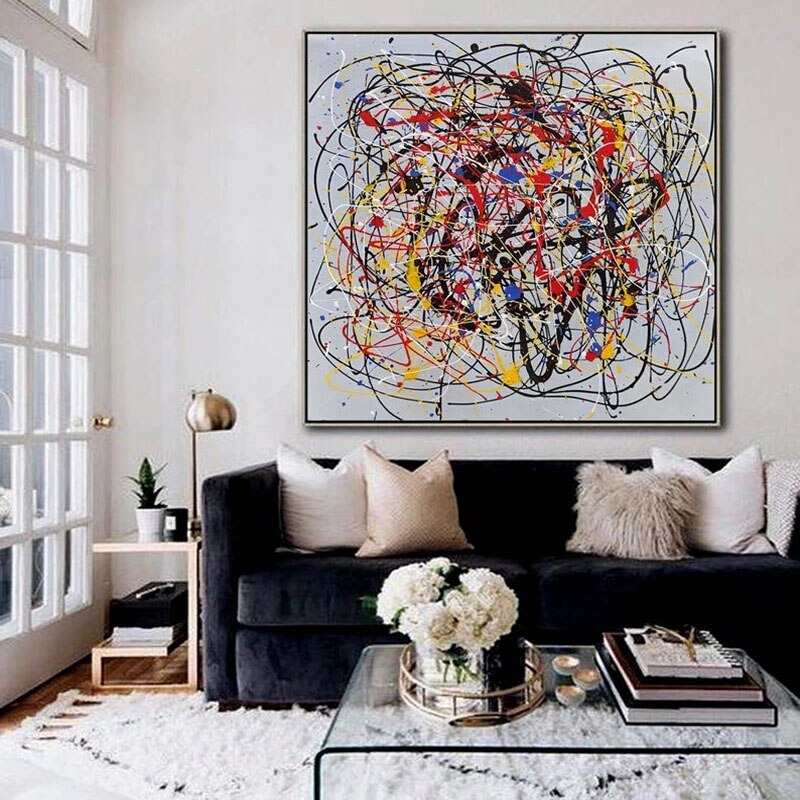 Colorful Abstract Oil Painting - Dynamic Swirls of Emotion and Energy